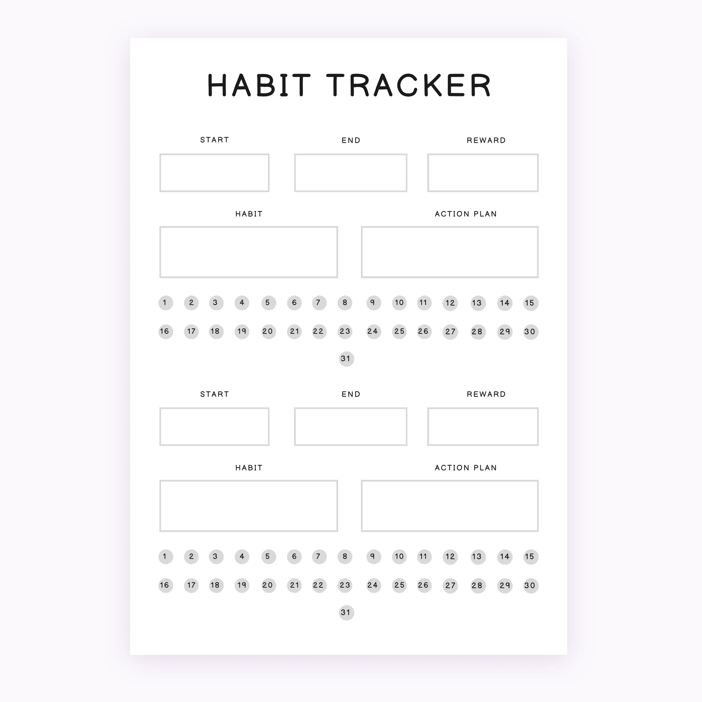 Monthly Habit Tracker Printable