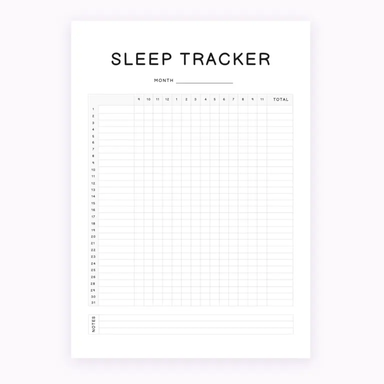 Monthly Sleep Tracker Printable