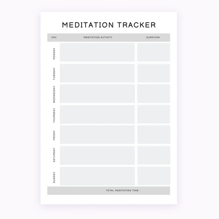 Printable Meditation Tracker