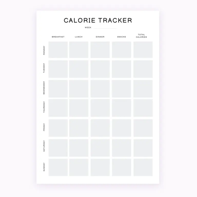 Weekly Calorie Tracker Printable