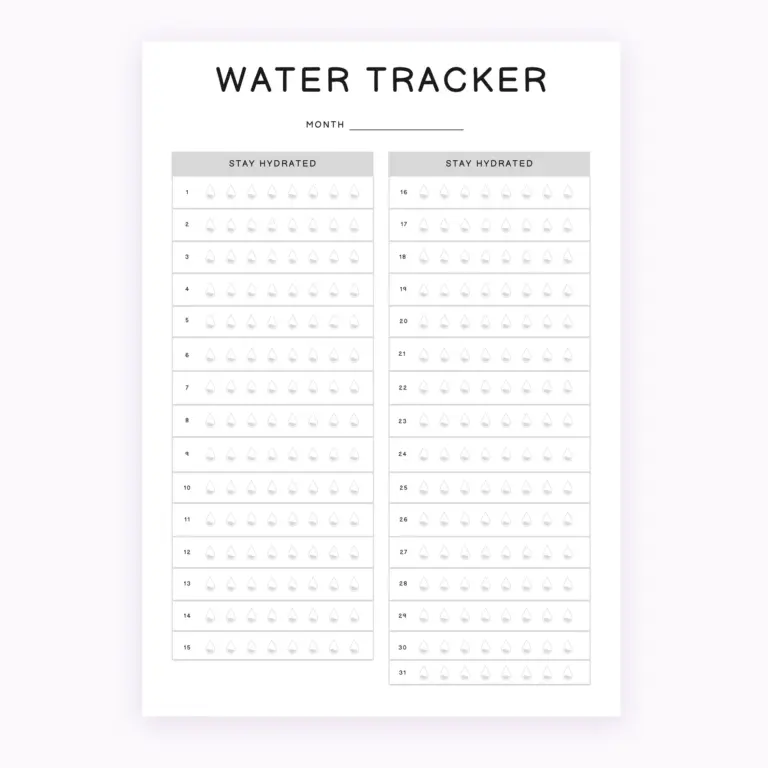 Monthly Water Tracker Printable
