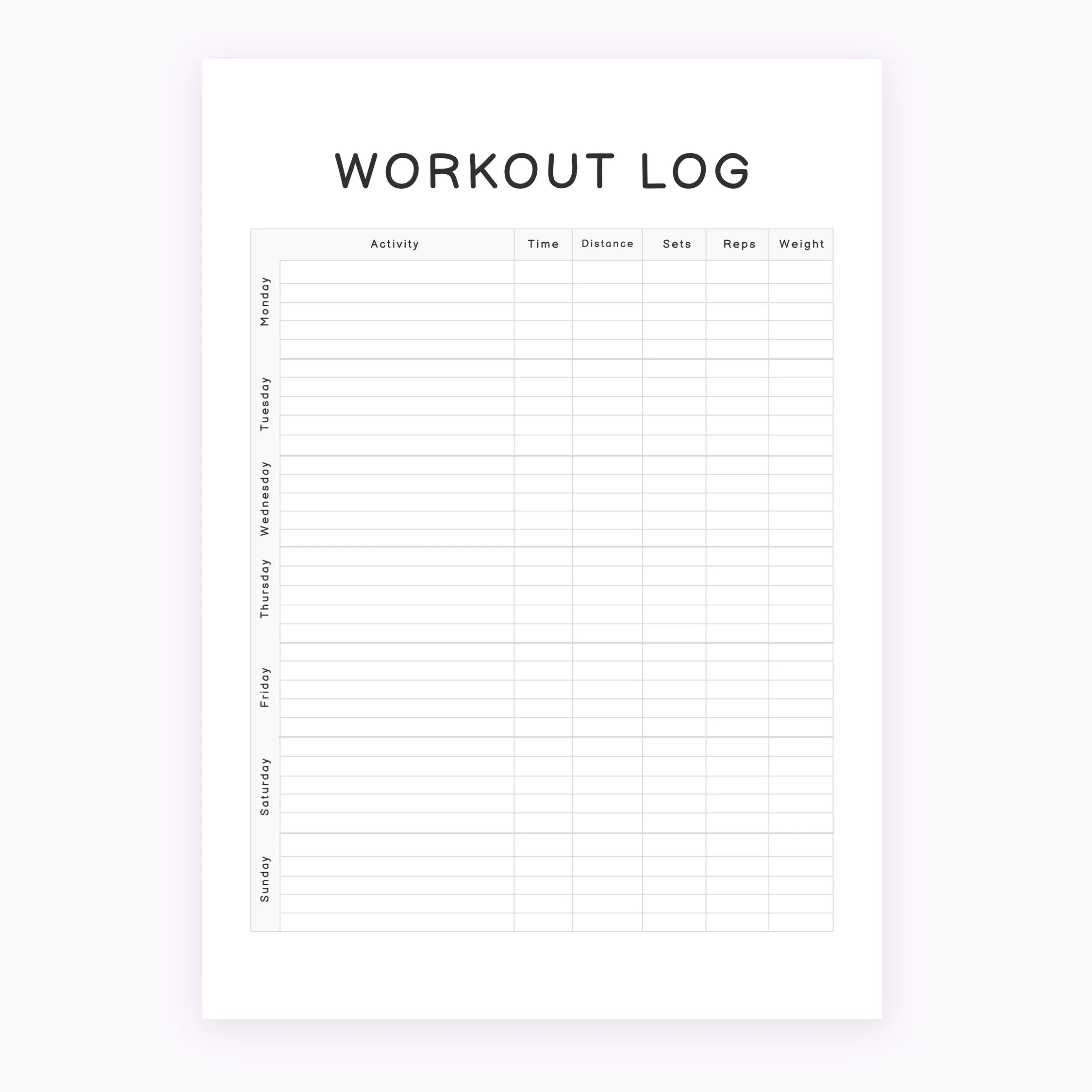 Weekly Workout Planner