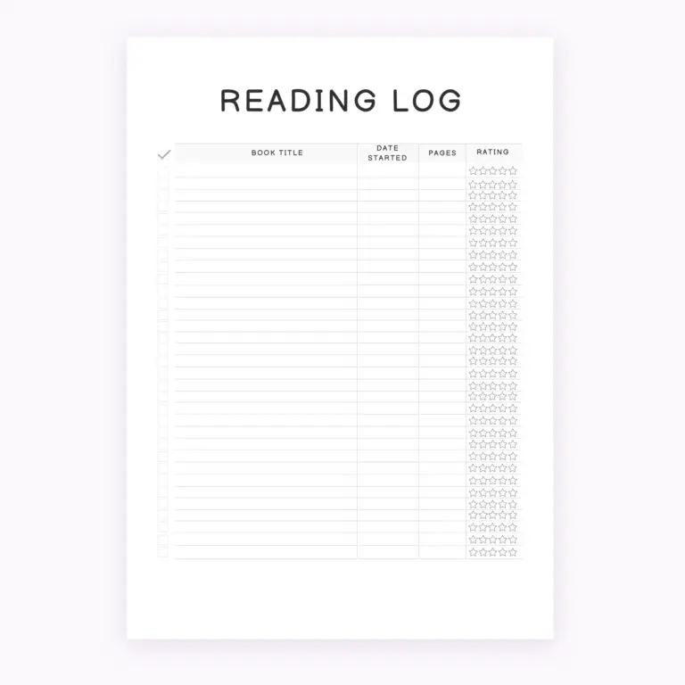 Minimalist Reading Log