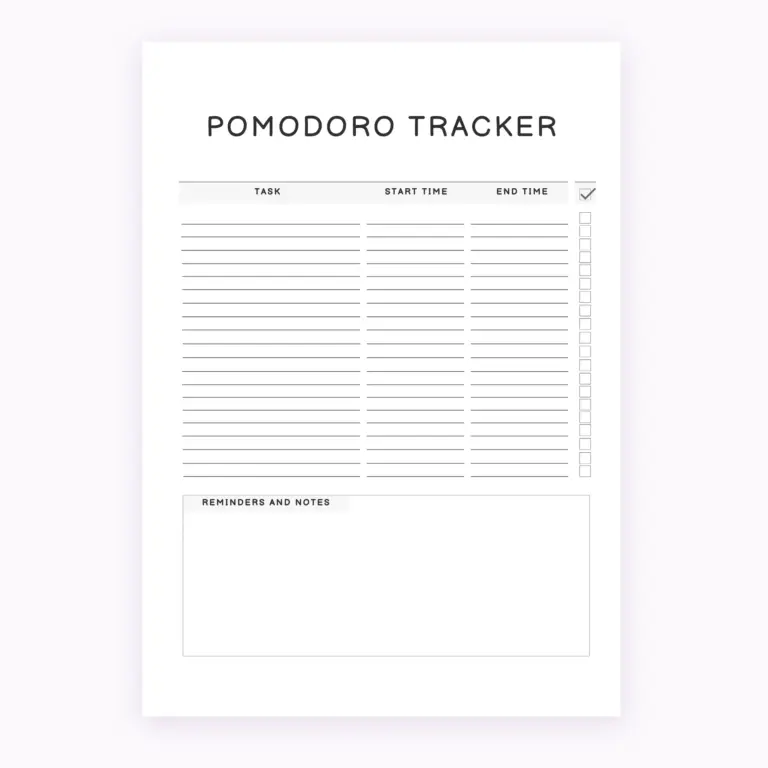Pomodoro Tracker Printable