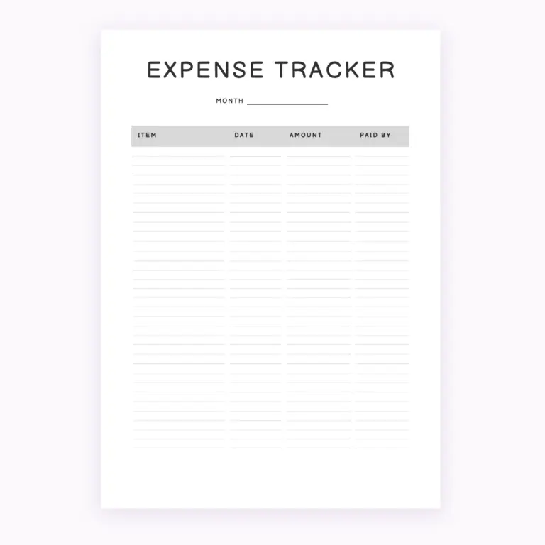 Monthly Expense Tracker Printable