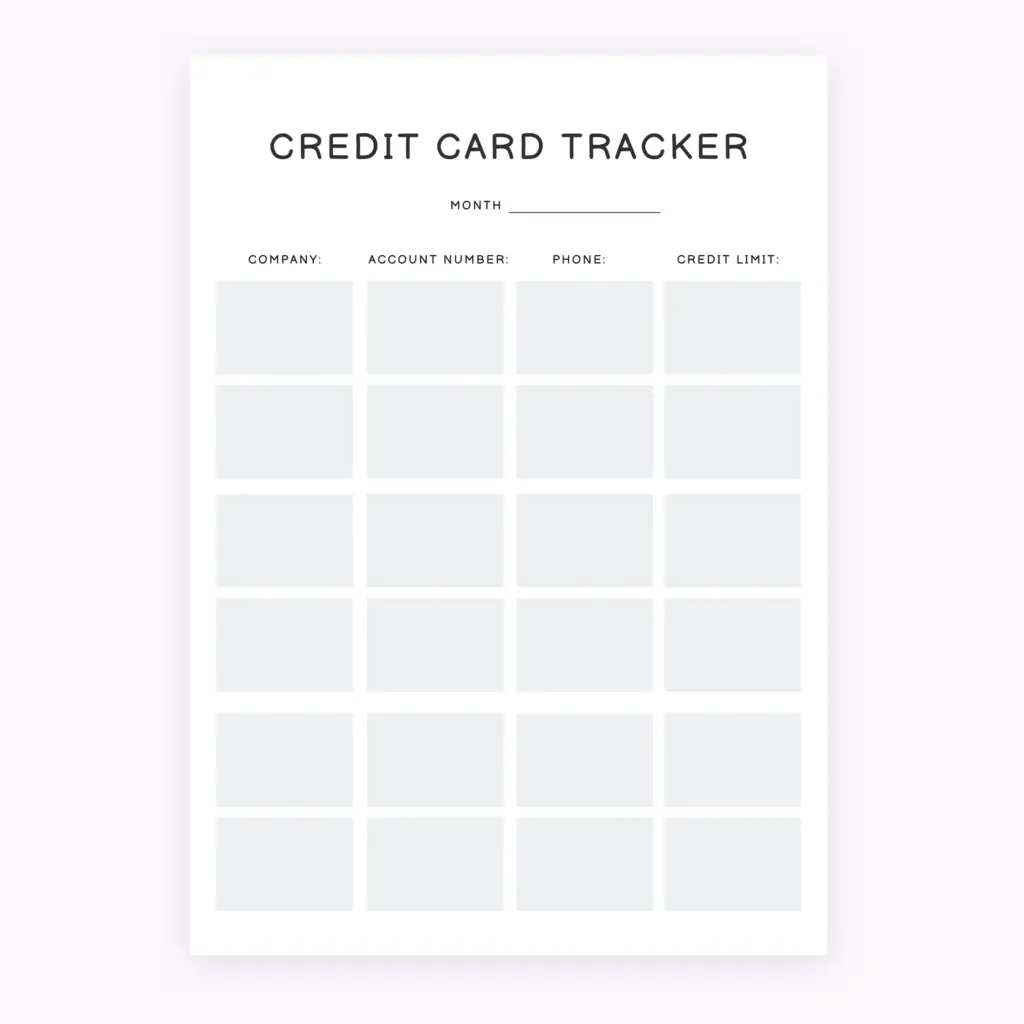 Monthly Credit Card Tracker