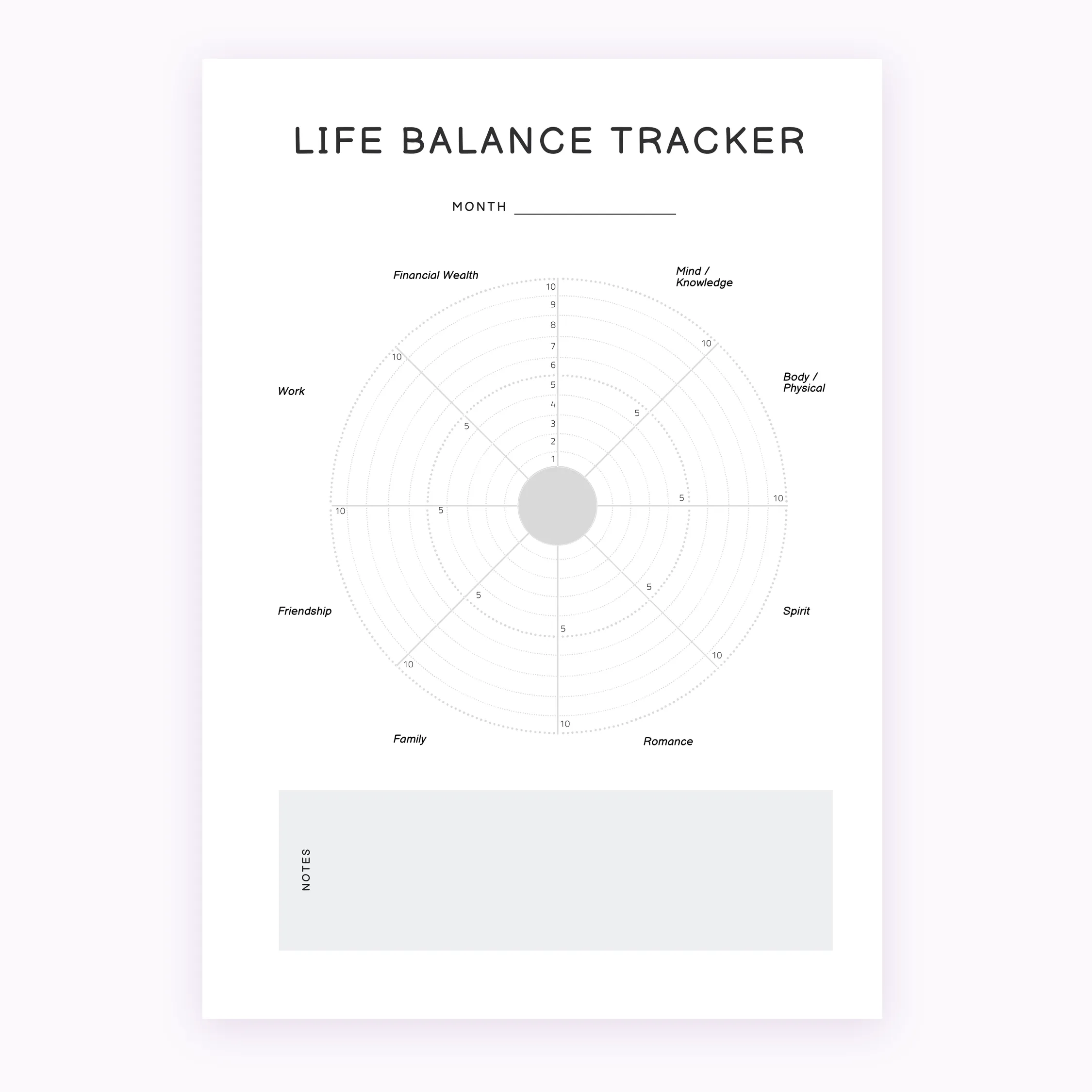 Monthly Life Balance Tracker