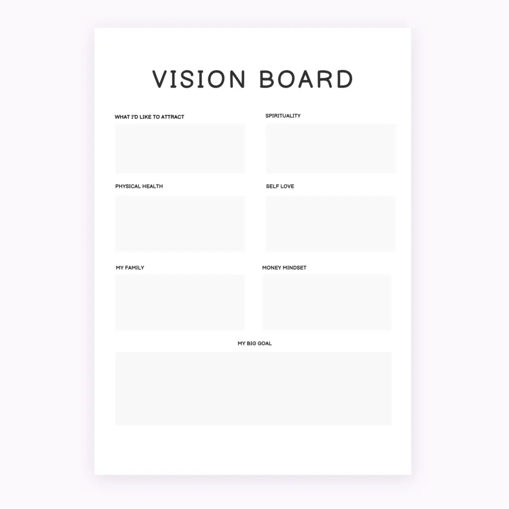 Vision Board Goal Worksheet