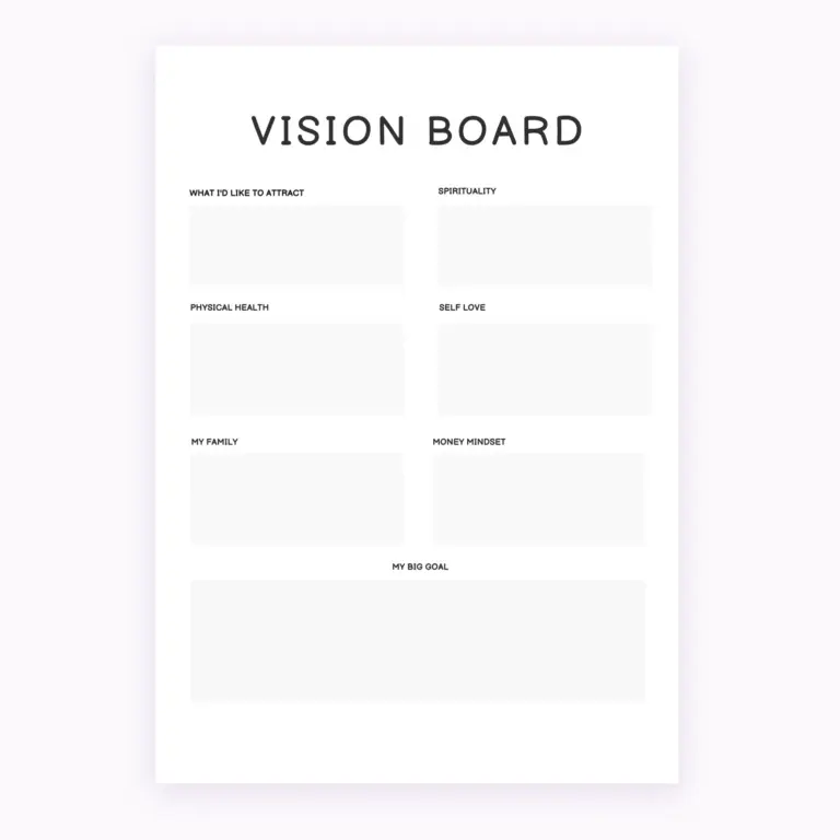 Vision Board Goal Worksheet